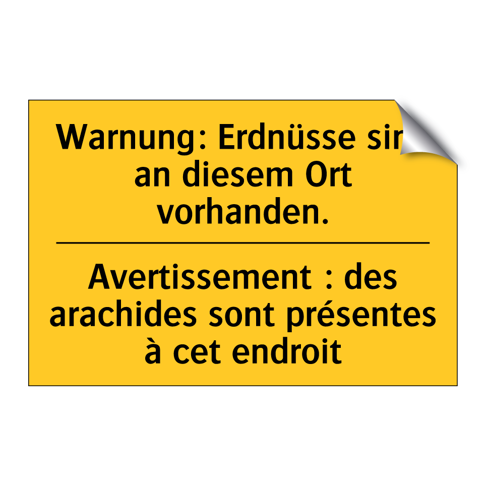 Warnung: Erdnüsse sind an diesem  /.../ - Avertissement : des arachides  /.../