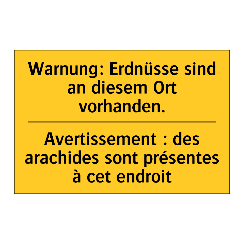 Warnung: Erdnüsse sind an diesem  /.../ - Avertissement : des arachides  /.../