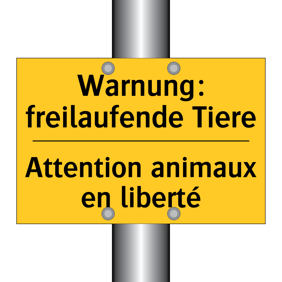 Warnung: freilaufende Tiere - Attention animaux en liberté