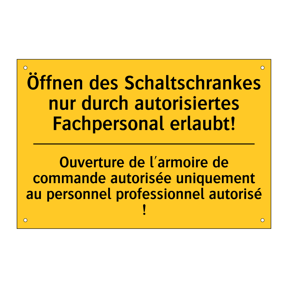 Öffnen des Schaltschrankes nur  /.../ - Ouverture de l'armoire de commande  /.../