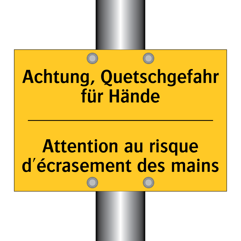 Achtung, Quetschgefahr für Hände /.../ - Attention au risque d'écrasement  /.../