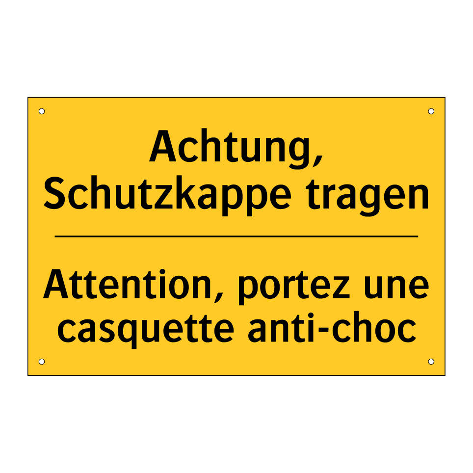 Achtung, Schutzkappe tragen - Attention, portez une casquette  /.../