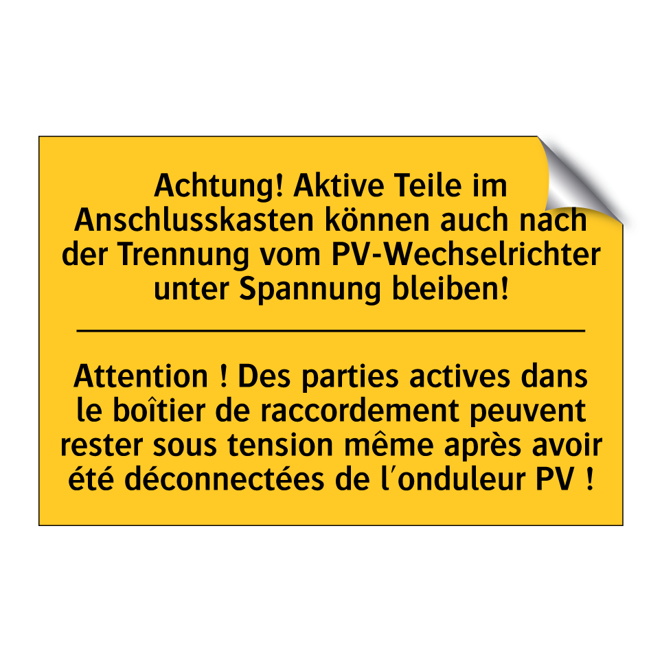 Achtung! Aktive Teile im Anschlusskasten  /.../ - Attention ! Des parties actives  /.../