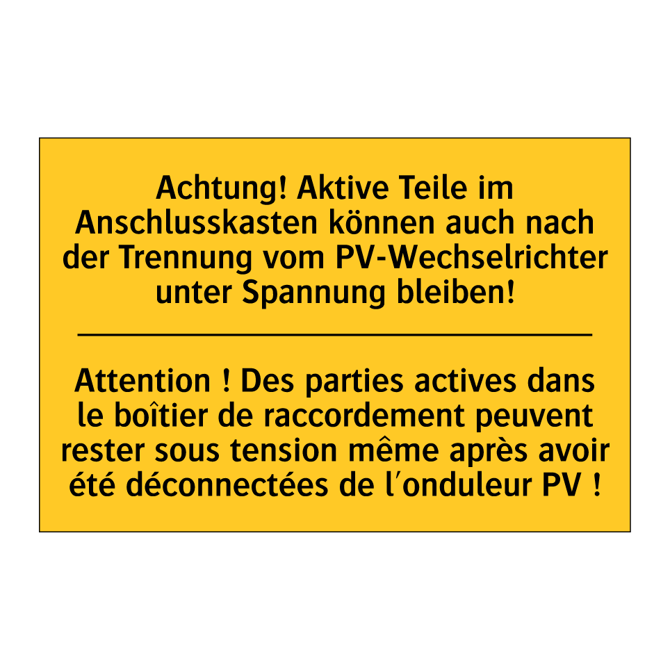 Achtung! Aktive Teile im Anschlusskasten  /.../ - Attention ! Des parties actives  /.../