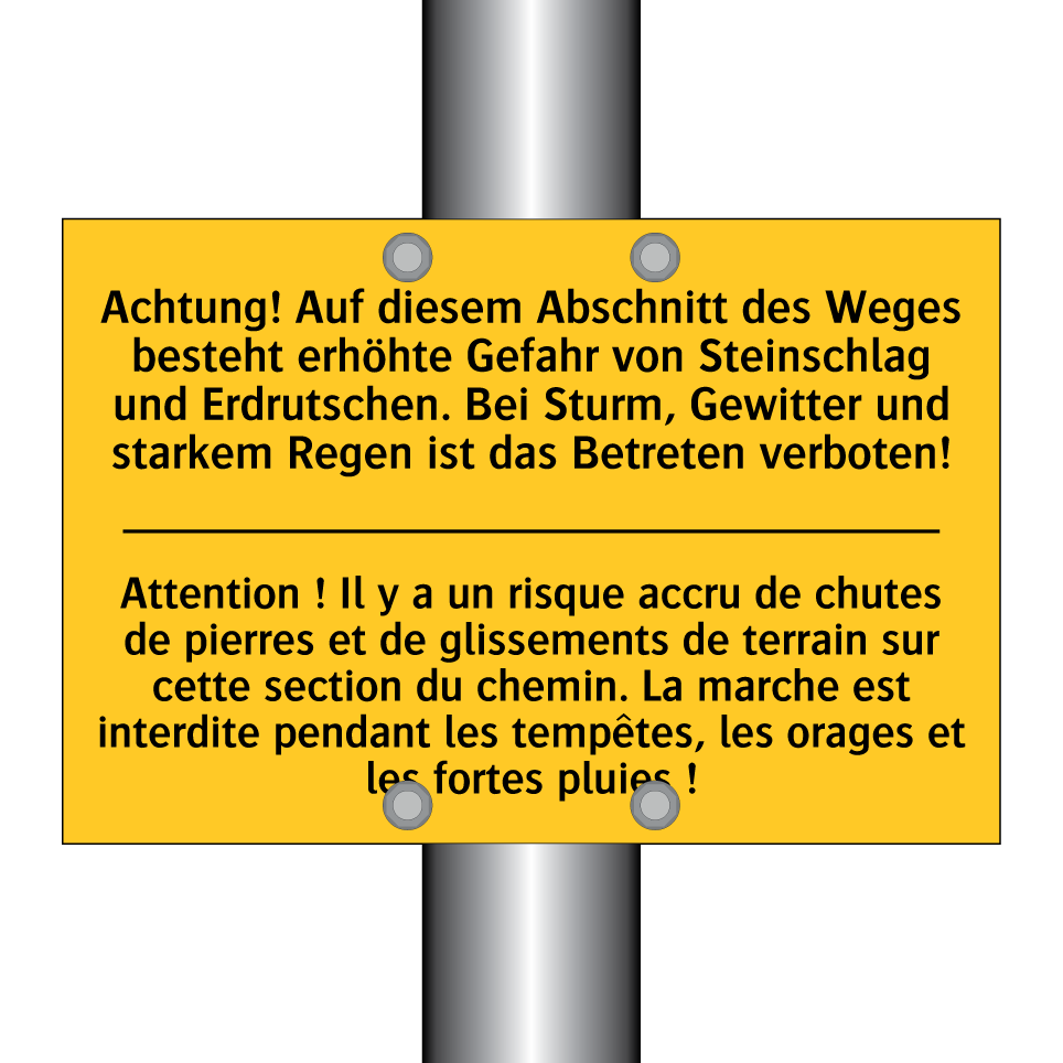 Achtung! Auf diesem Abschnitt  /.../ - Attention ! Il y a un risque accru  /.../