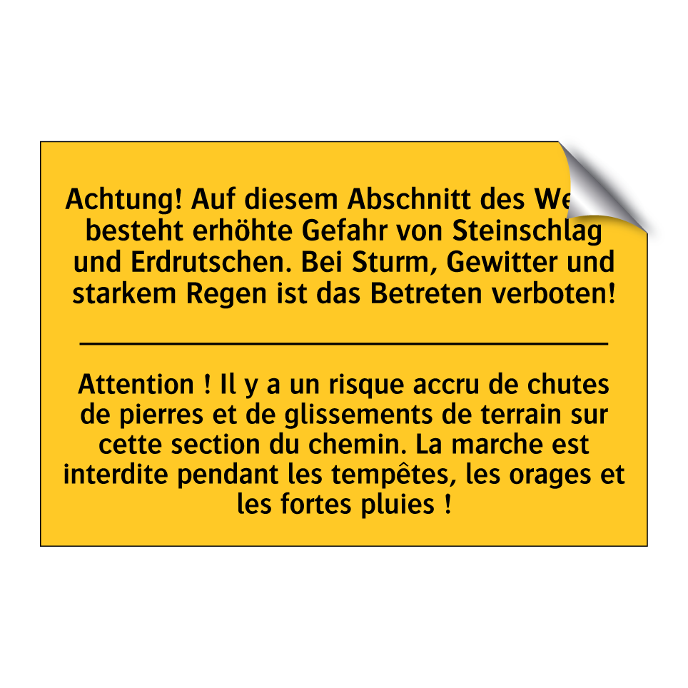 Achtung! Auf diesem Abschnitt  /.../ - Attention ! Il y a un risque accru  /.../