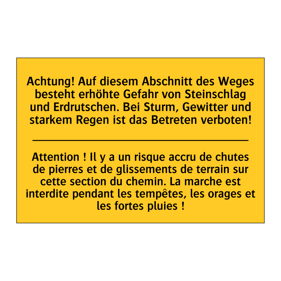 Achtung! Auf diesem Abschnitt  /.../ - Attention ! Il y a un risque accru  /.../