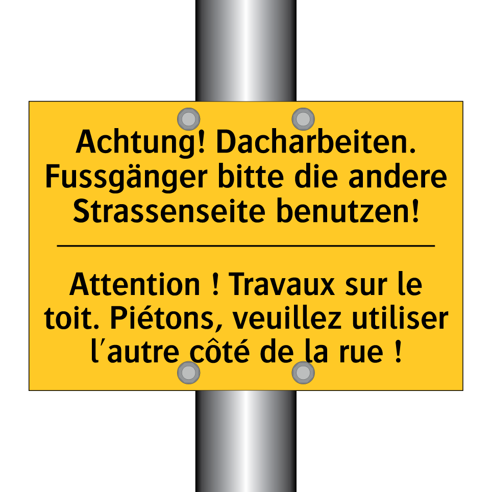 Achtung! Dacharbeiten. Fussgänger  /.../ - Attention ! Travaux sur le toit.  /.../