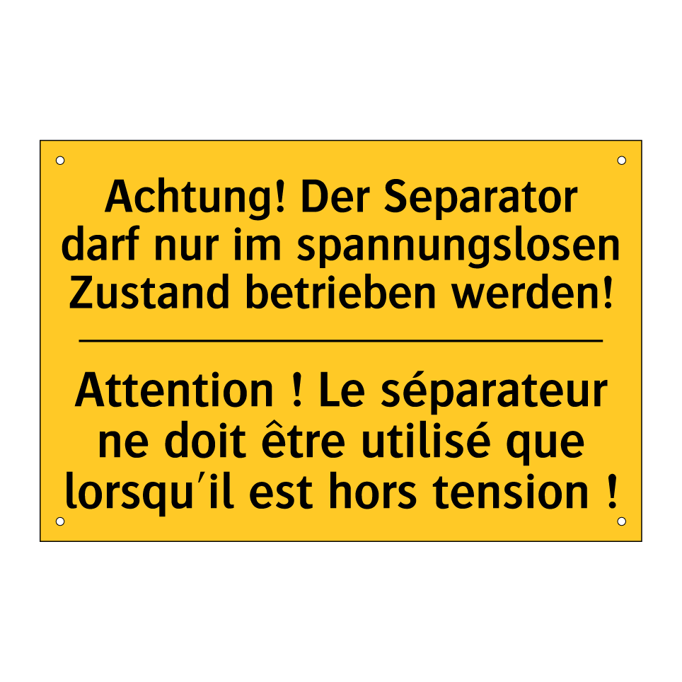 Achtung! Der Separator darf nur  /.../ - Attention ! Le séparateur ne doit  /.../