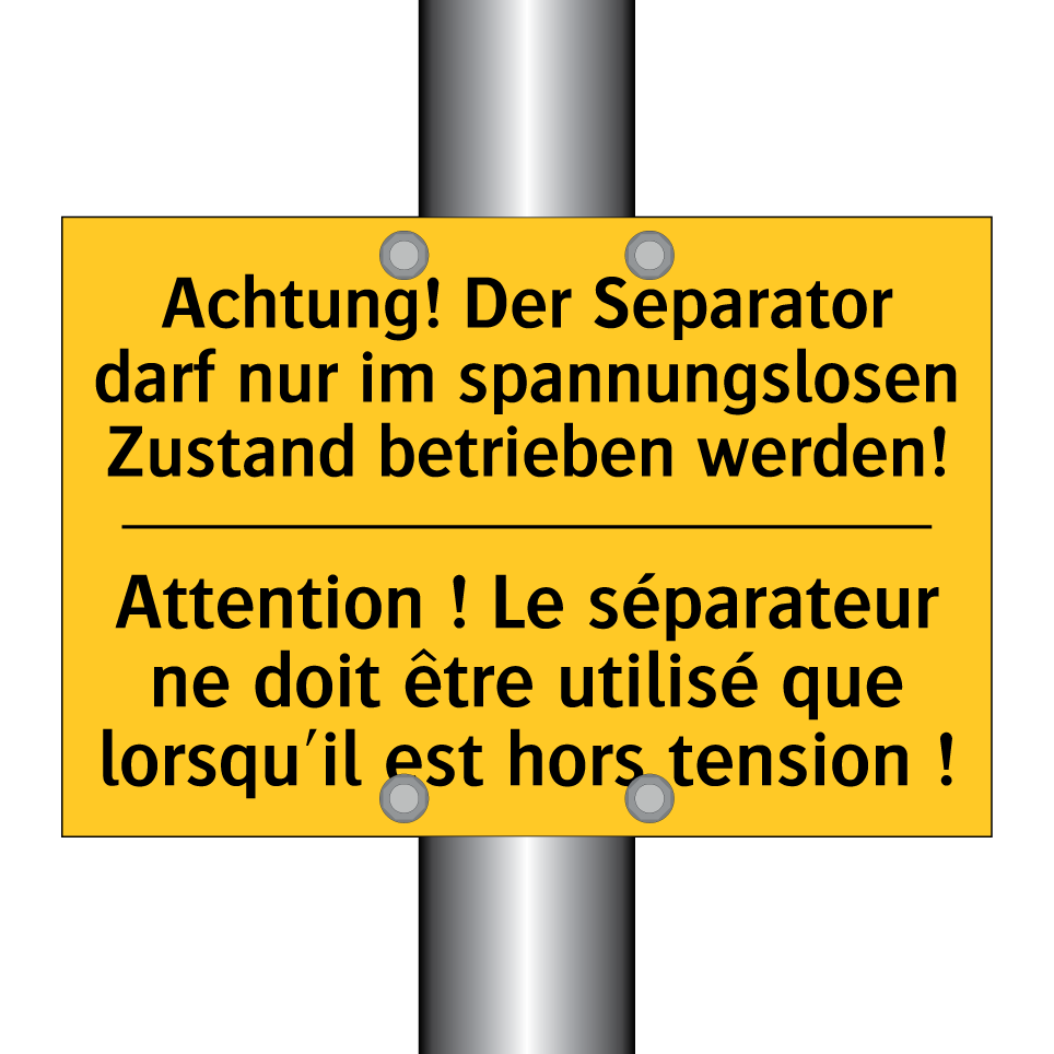 Achtung! Der Separator darf nur  /.../ - Attention ! Le séparateur ne doit  /.../