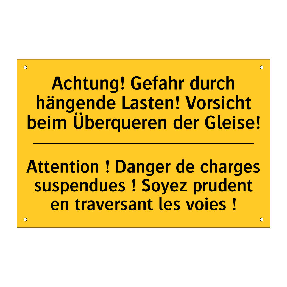 Achtung! Gefahr durch hängende  /.../ - Attention ! Danger de charges  /.../