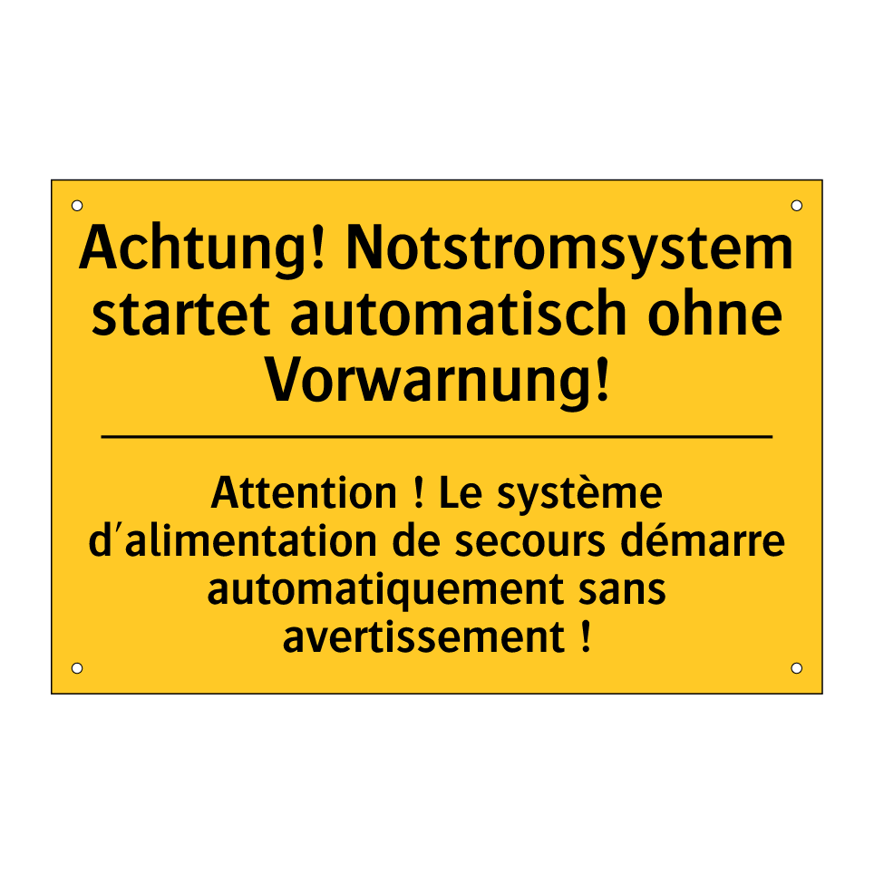 Achtung! Notstromsystem startet  /.../ - Attention ! Le système d'alimentation  /.../