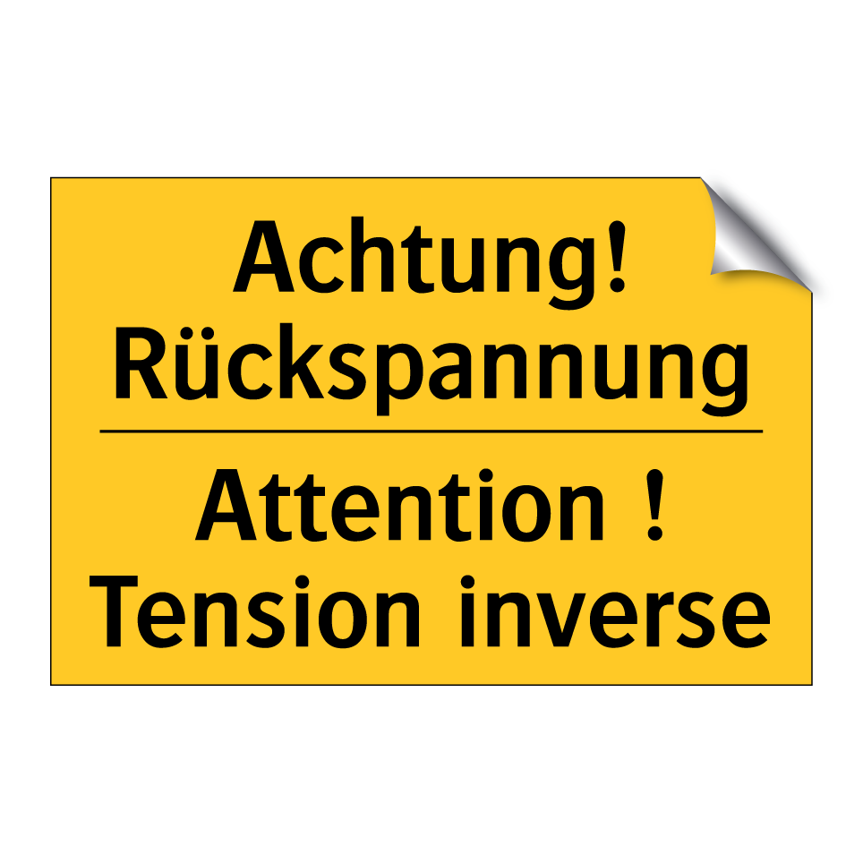 Achtung! Rückspannung - Attention ! Tension inverse