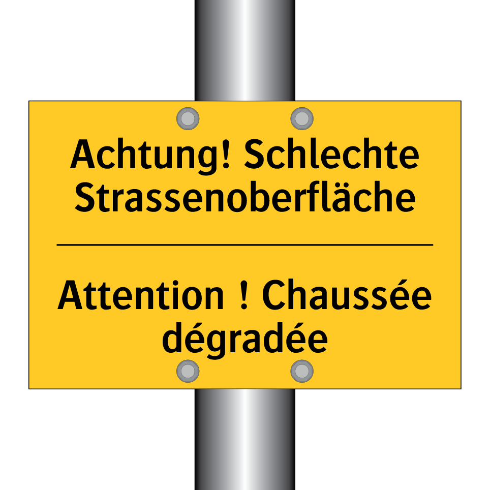 Achtung! Schlechte Strassenoberfläche /.../ - Attention ! Chaussée dégradée