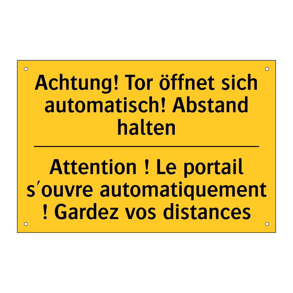 Achtung! Tor öffnet sich automatisch!  /.../ - Attention ! Le portail s'ouvre  /.../