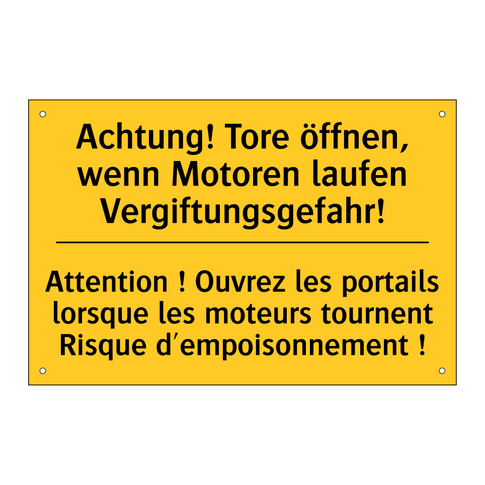 Achtung! Tore öffnen, wenn Motoren  /.../ - Attention ! Ouvrez les portails  /.../