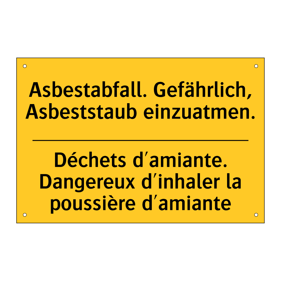 Asbestabfall. Gefährlich, Asbeststaub  /.../ - Déchets d'amiante. Dangereux d'inhaler  /.../