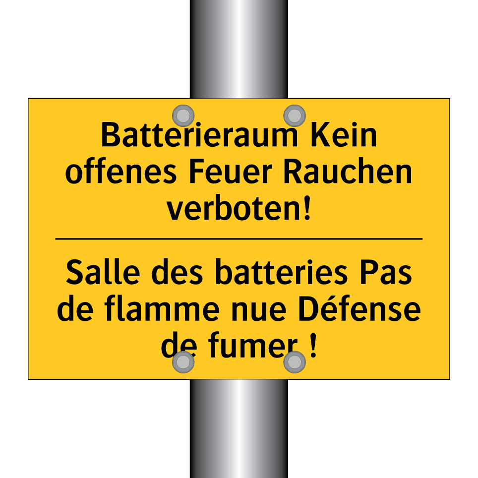 Batterieraum Kein offenes Feuer  /.../ - Salle des batteries Pas de flamme  /.../