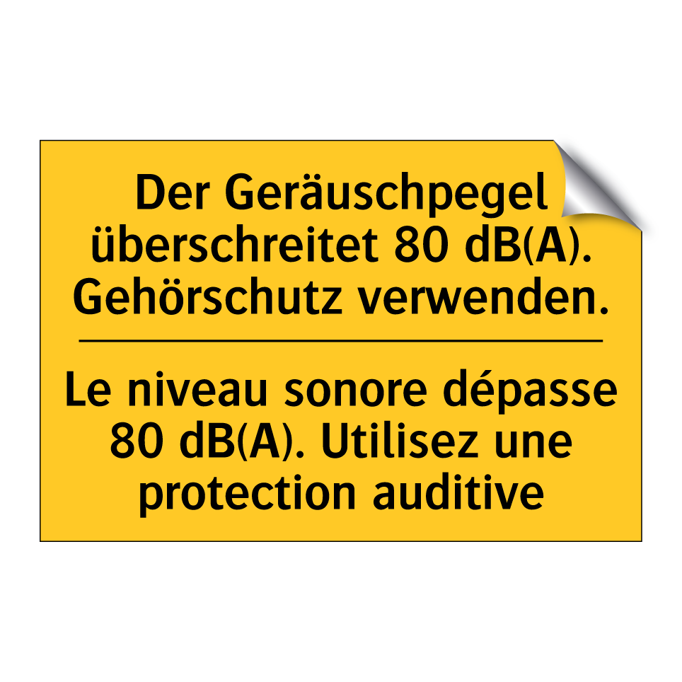 Der Geräuschpegel überschreitet  /.../ - Le niveau sonore dépasse 80 dB(A).  /.../