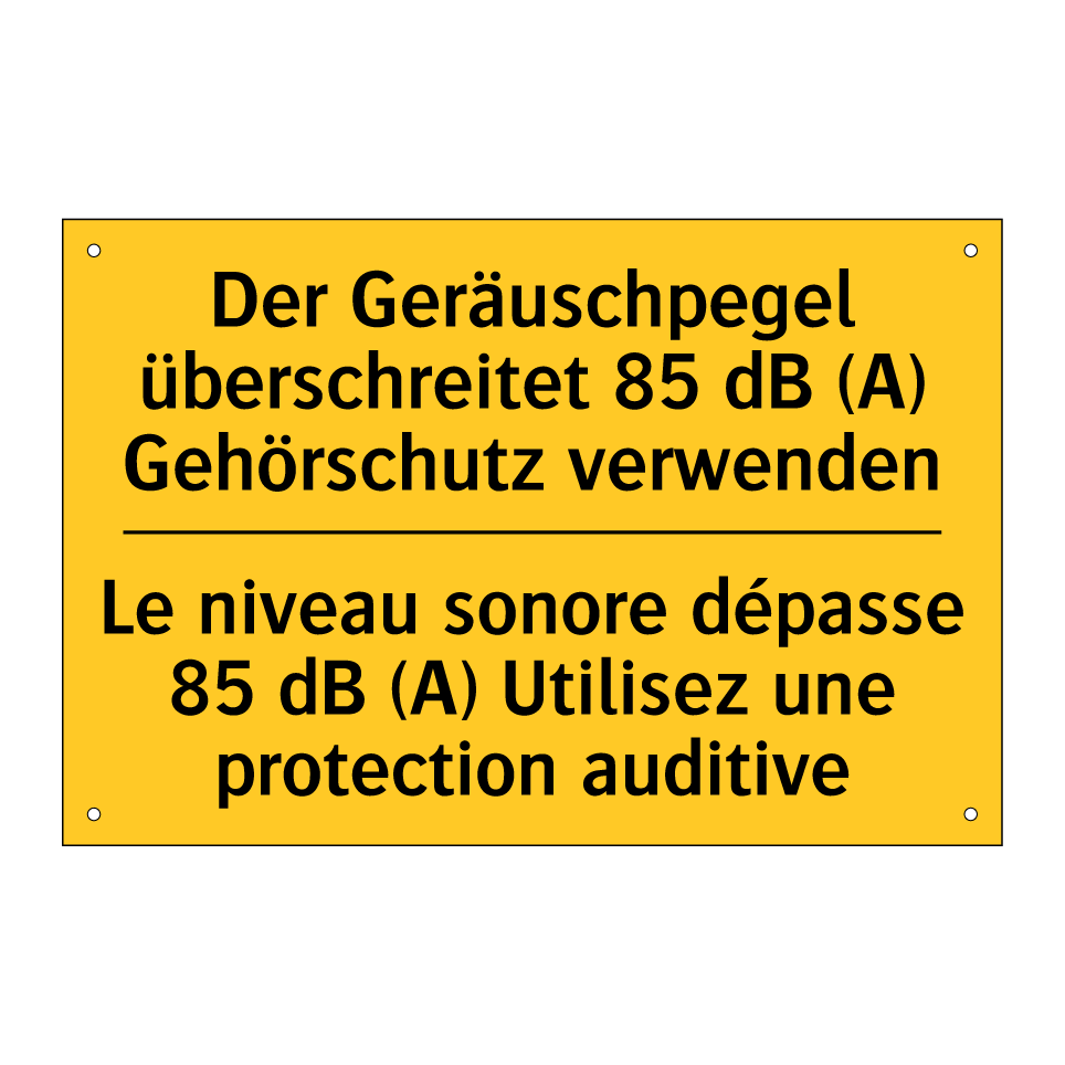 Der Geräuschpegel überschreitet  /.../ - Le niveau sonore dépasse 85 dB  /.../