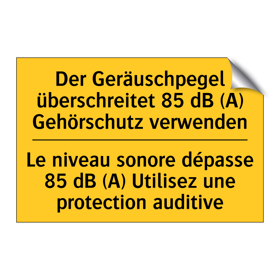 Der Geräuschpegel überschreitet  /.../ - Le niveau sonore dépasse 85 dB  /.../