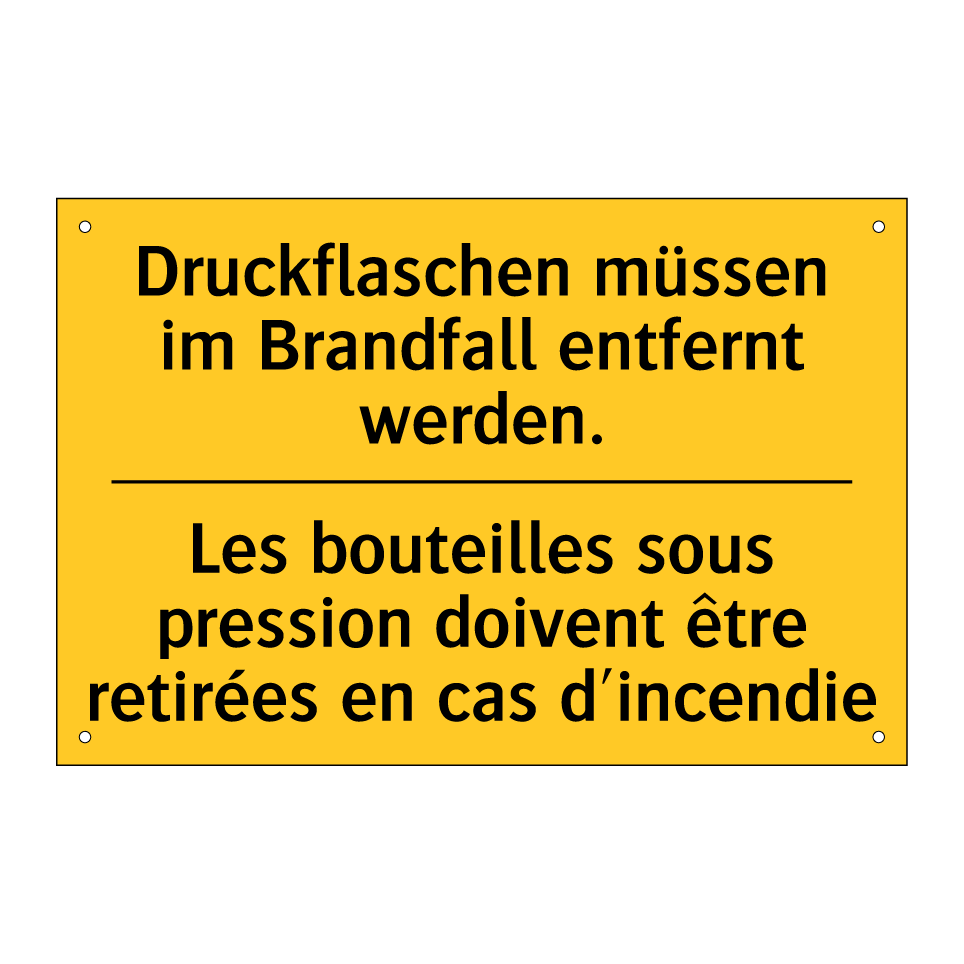 Druckflaschen müssen im Brandfall  /.../ - Les bouteilles sous pression doivent  /.../