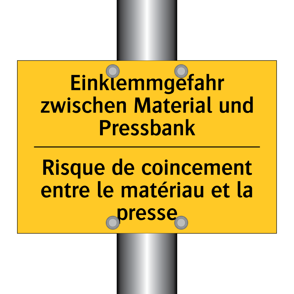 Einklemmgefahr zwischen Material  /.../ - Risque de coincement entre le  /.../