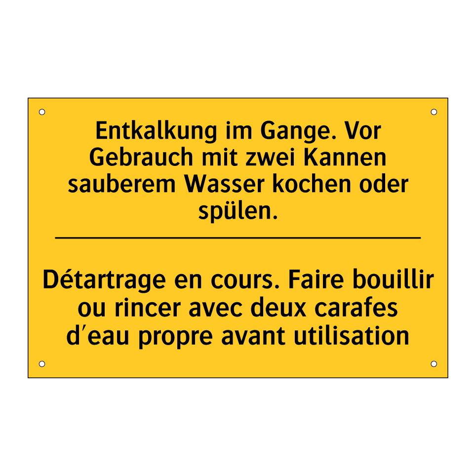 Entkalkung im Gange. Vor Gebrauch  /.../ - Détartrage en cours. Faire bouillir  /.../