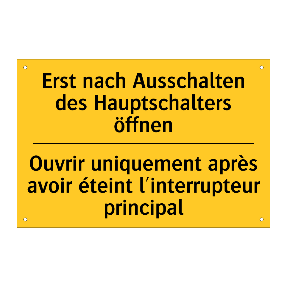 Erst nach Ausschalten des Hauptschalters  /.../ - Ouvrir uniquement après avoir  /.../