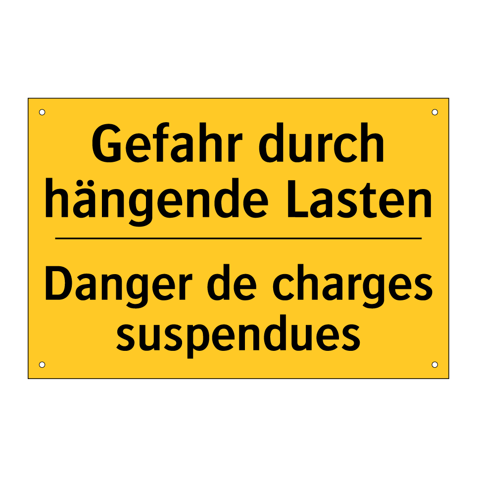 Gefahr durch hängende Lasten - Danger de charges suspendues