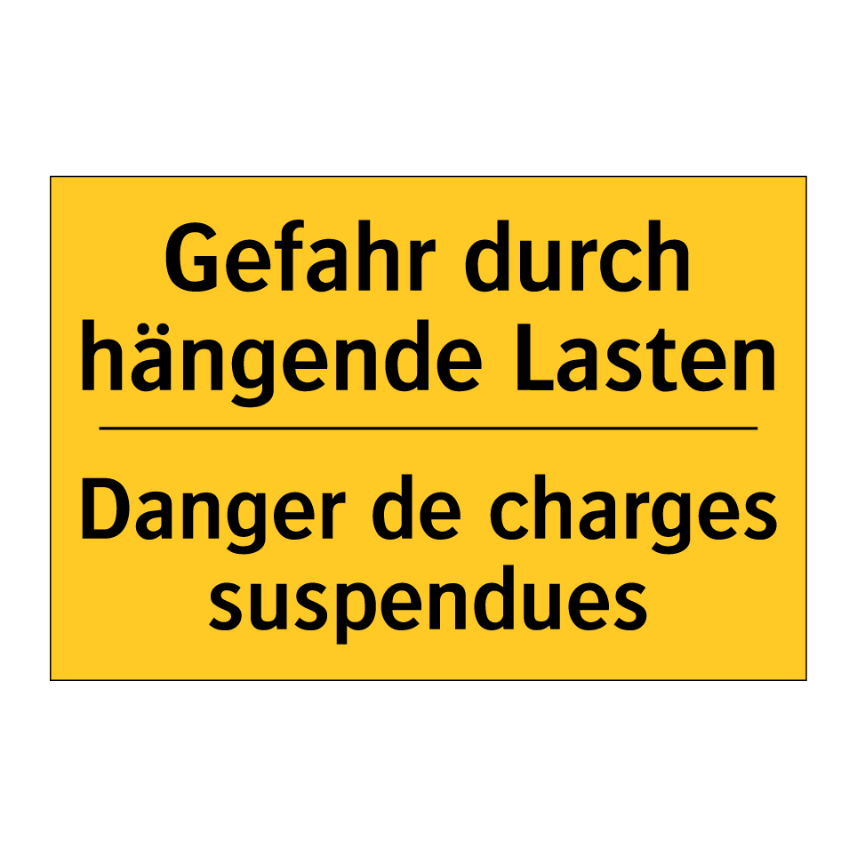 Gefahr durch hängende Lasten - Danger de charges suspendues