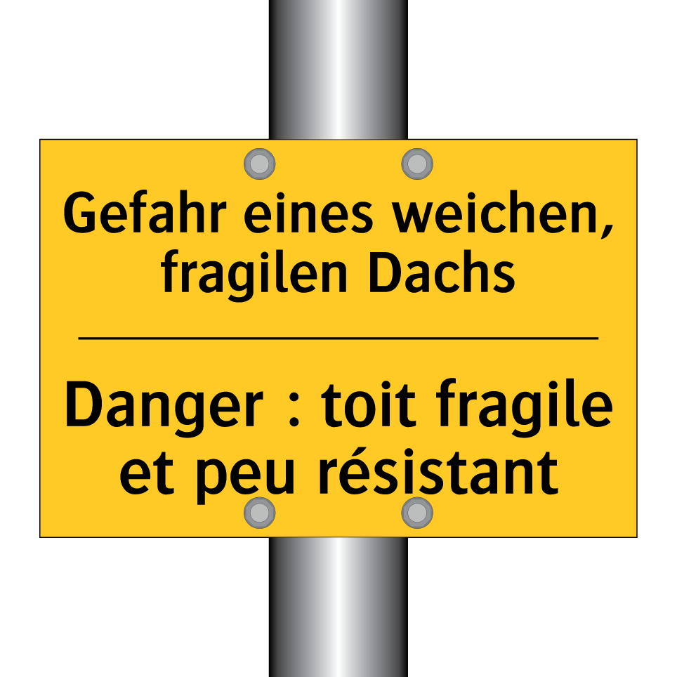 Gefahr eines weichen, fragilen  /.../ - Danger : toit fragile et peu résistant /.../