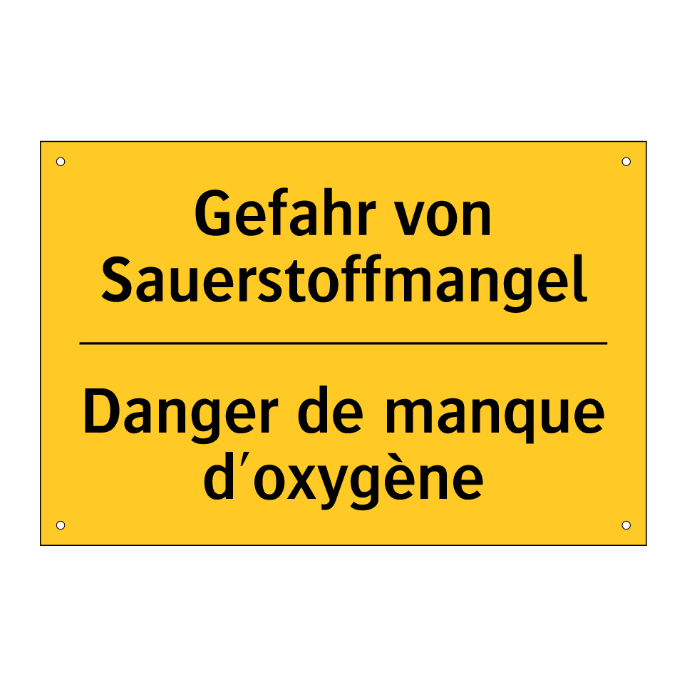Gefahr von Sauerstoffmangel - Danger de manque d'oxygène
