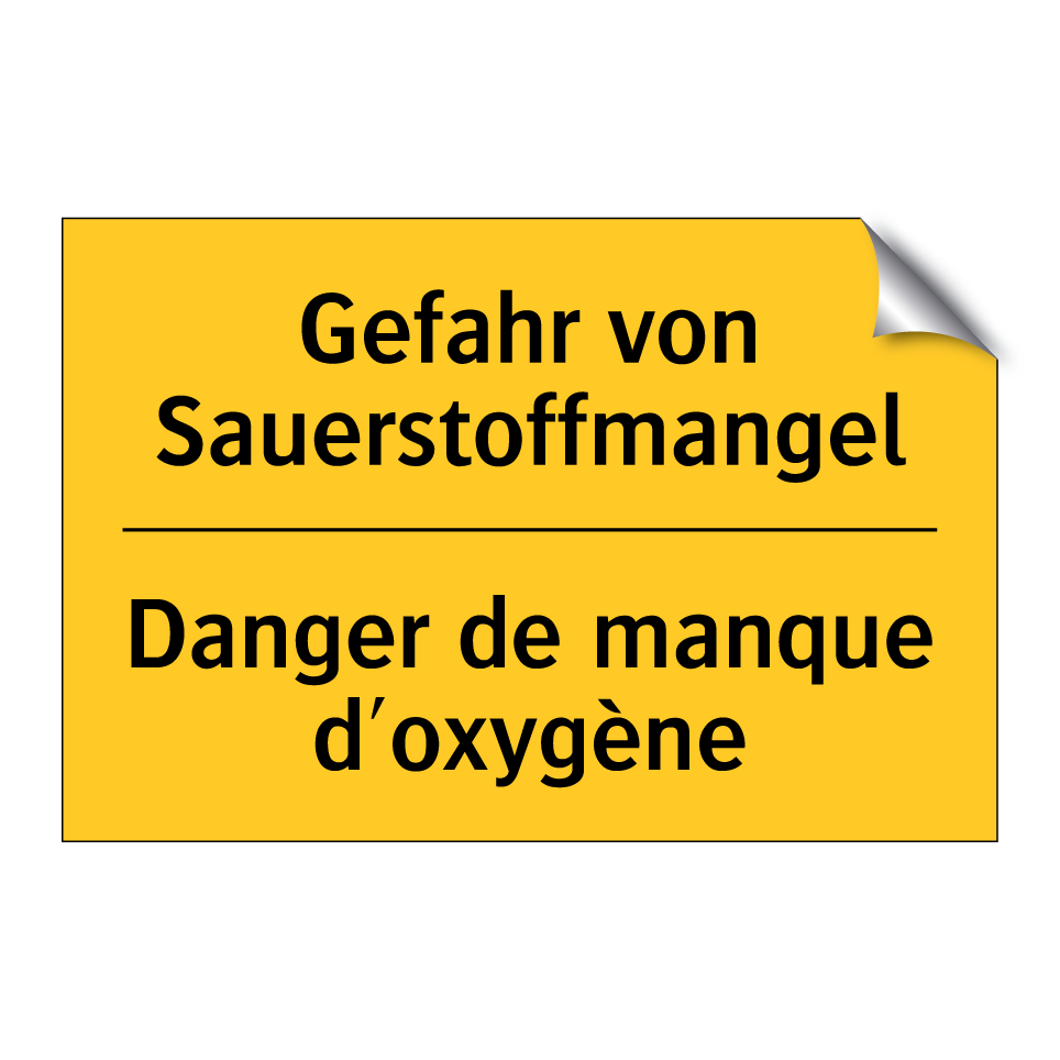 Gefahr von Sauerstoffmangel - Danger de manque d'oxygène