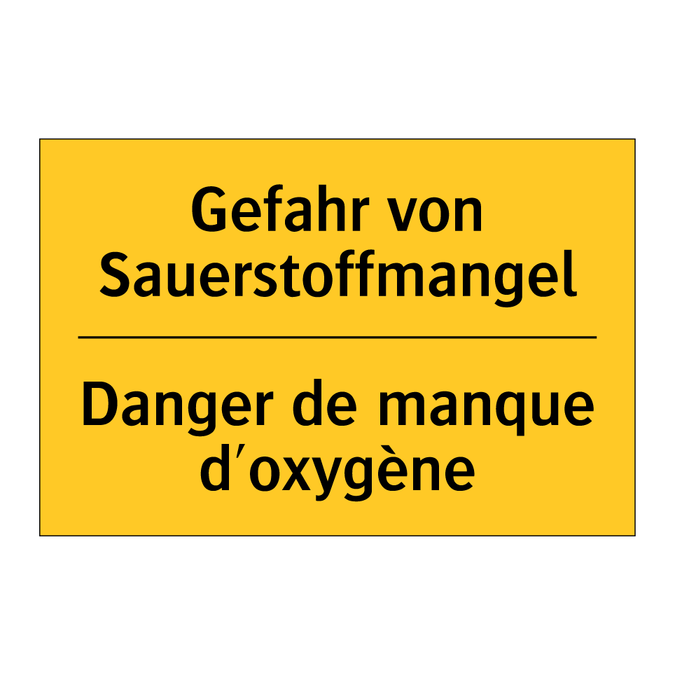 Gefahr von Sauerstoffmangel - Danger de manque d'oxygène