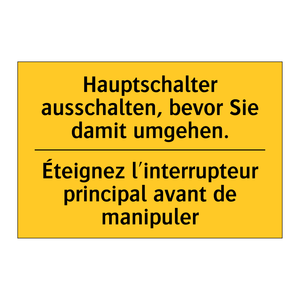 Hauptschalter ausschalten, bevor  /.../ - Éteignez l'interrupteur principal  /.../