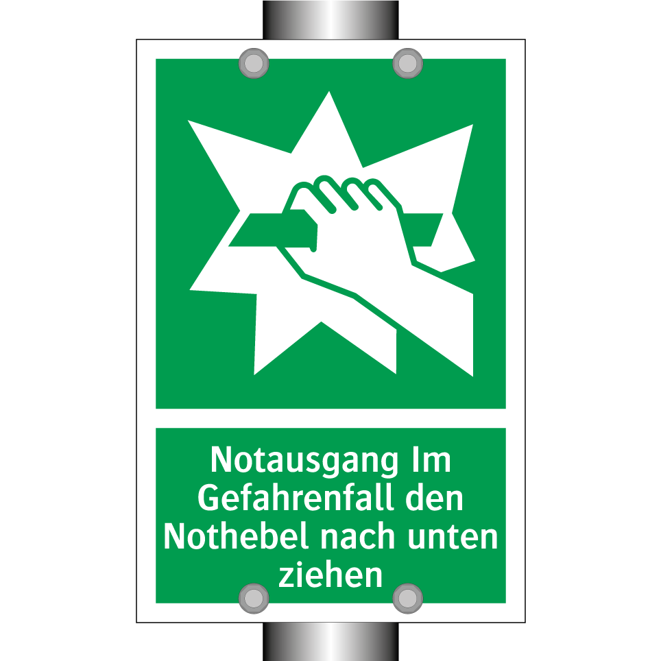 Notausgang Im Gefahrenfall den Nothebel nach unten ziehen
