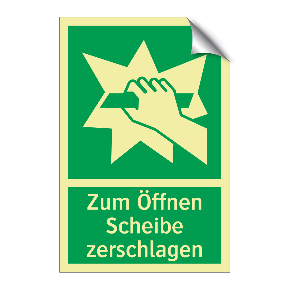 Zum Öffnen Scheibe zerschlagen
