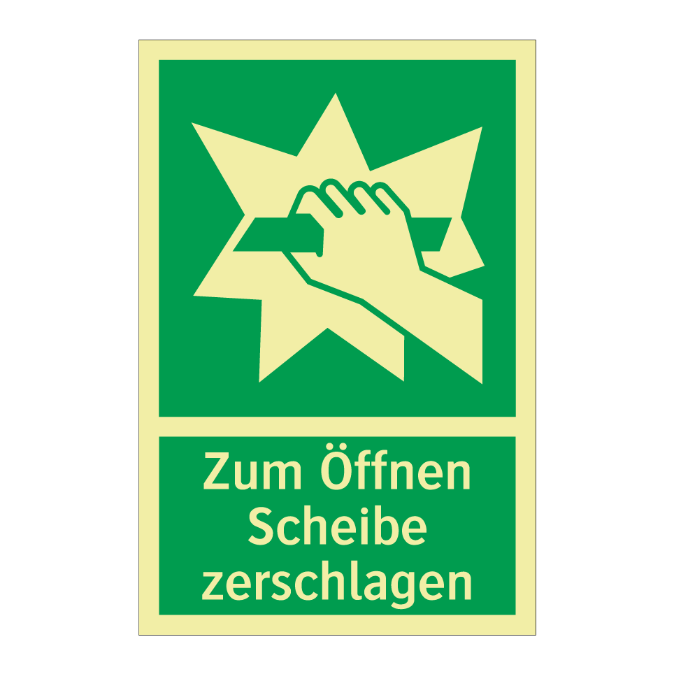 Zum Öffnen Scheibe zerschlagen