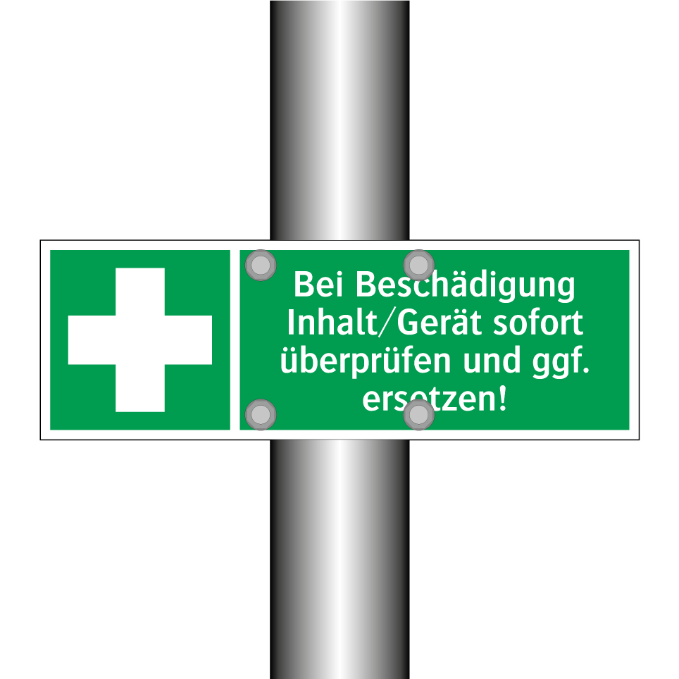 Bei Beschädigung Inhalt/Gerät sofort überprüfen und ggf. ersetzen!
