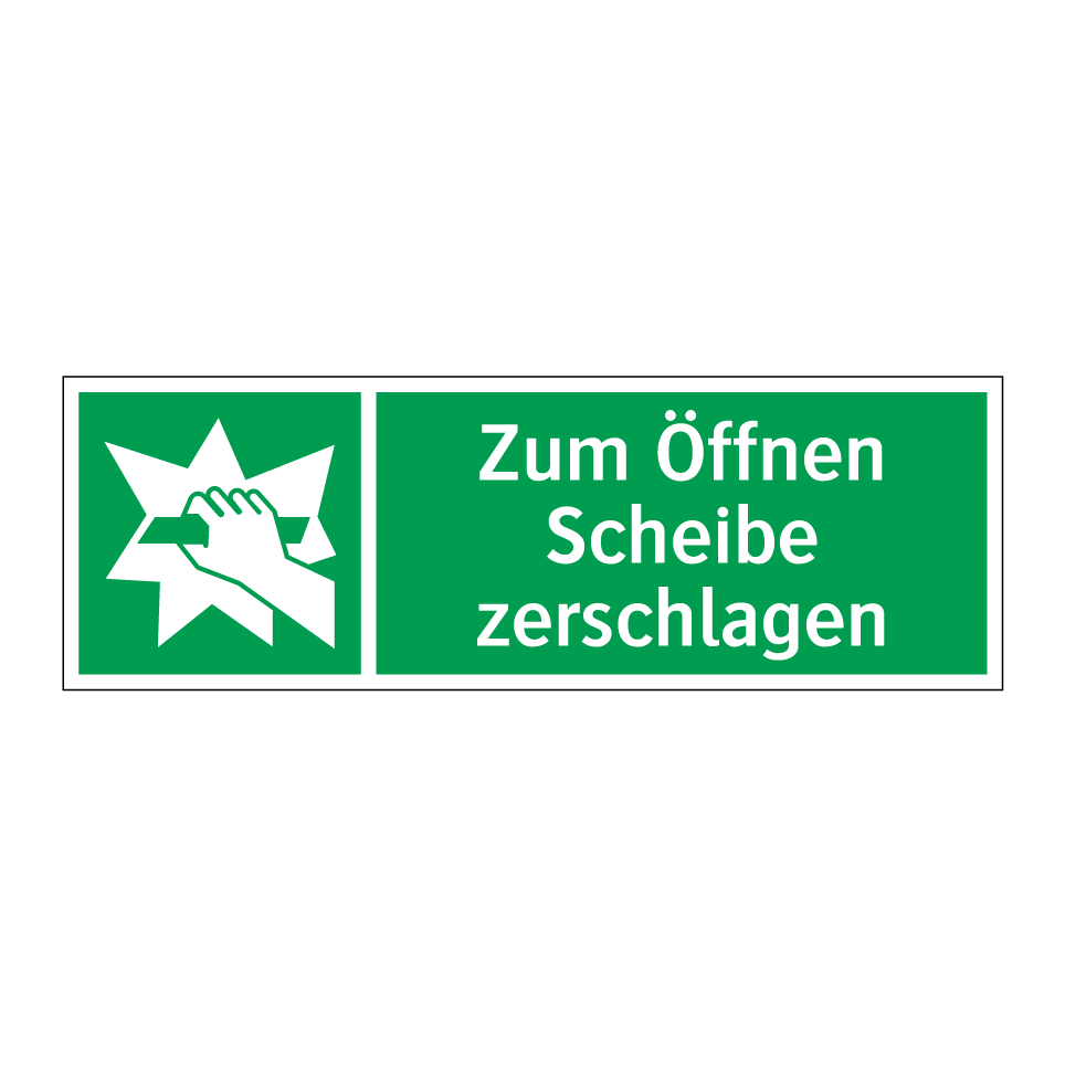 Zum Öffnen Scheibe zerschlagen