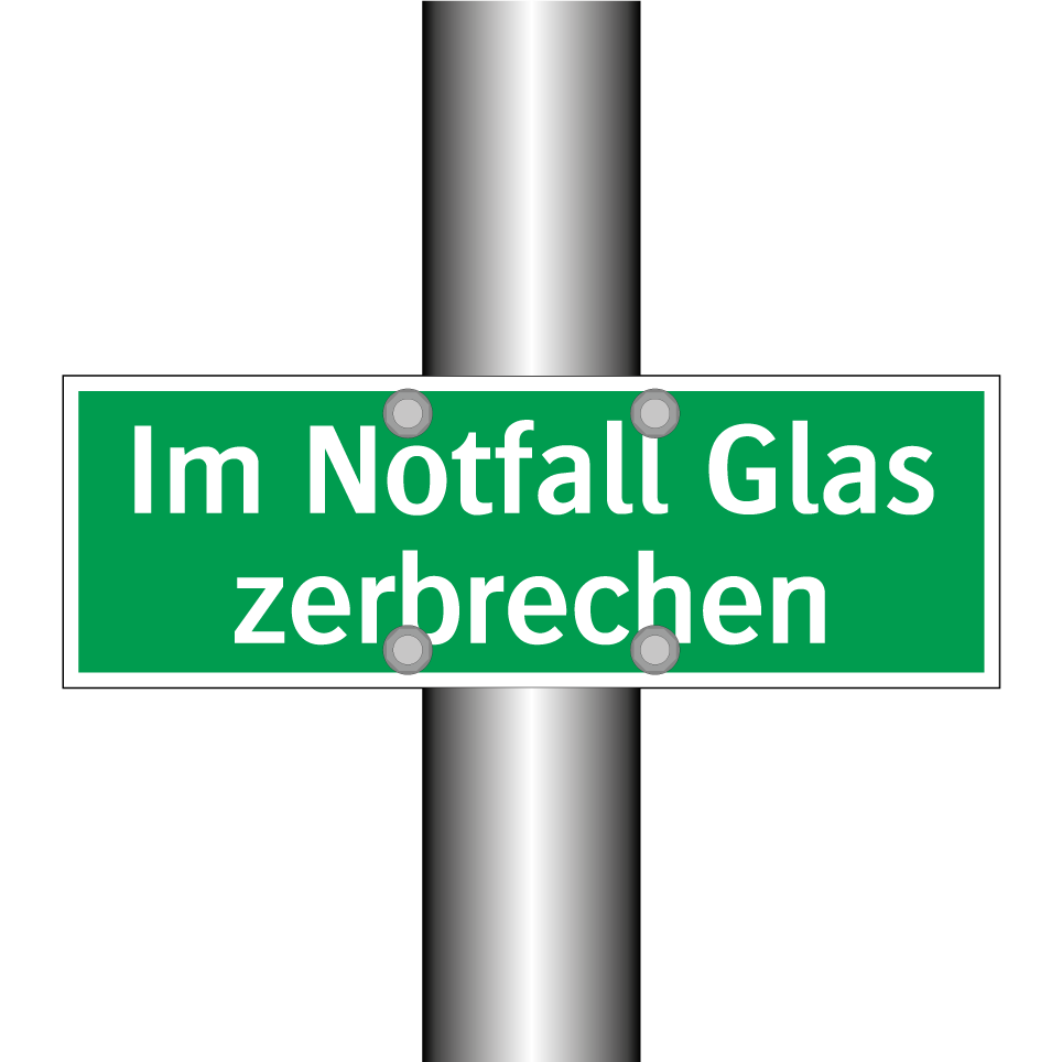 Im Notfall Glas zerbrechen
