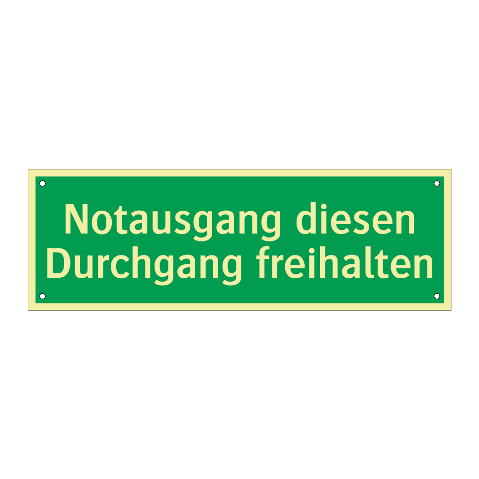 Notausgang diesen Durchgang freihalten