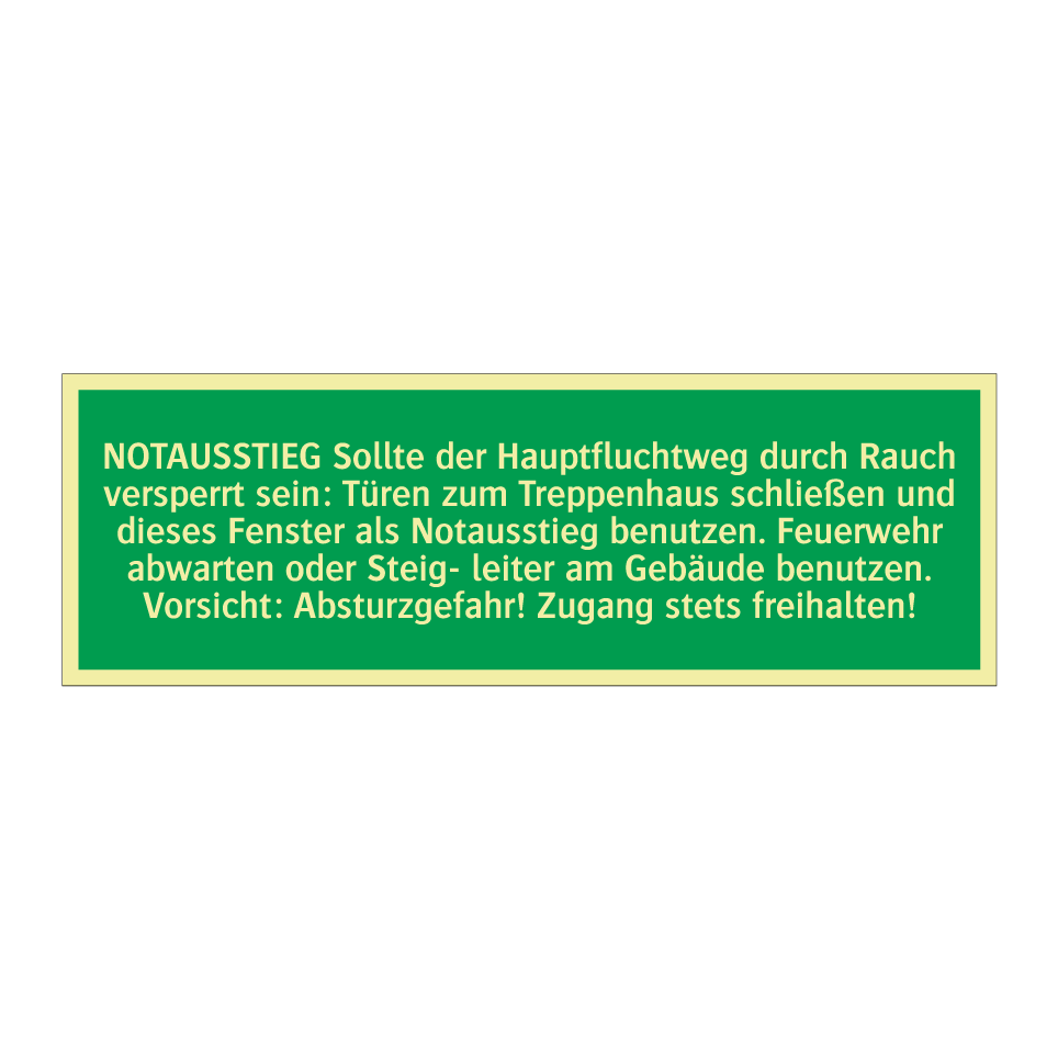 NOTAUSSTIEG Sollte der Hauptfluchtweg durch Rauch versperrt sein /../