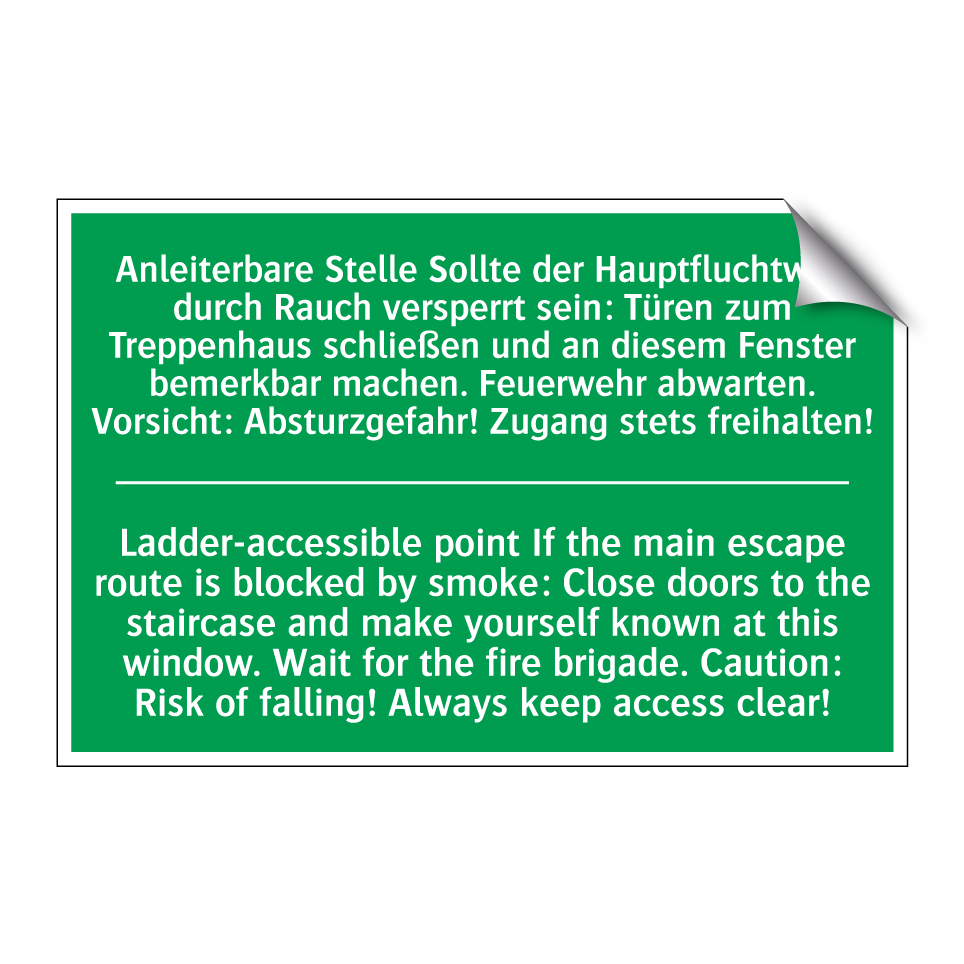 Anleiterbare Stelle Sollte der /.../ - Ladder-accessible point If the /.../