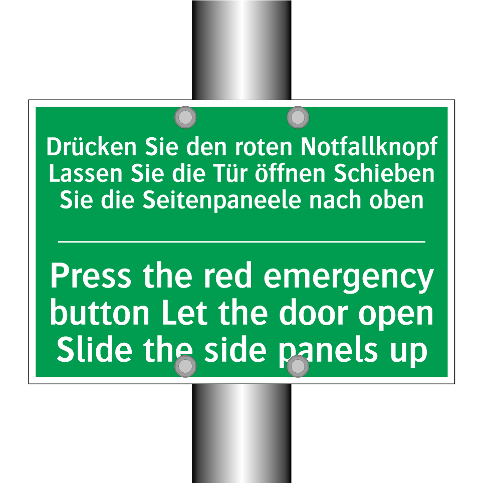 Drücken Sie den roten Notfallknopf /.../ - Press the red emergency button /.../