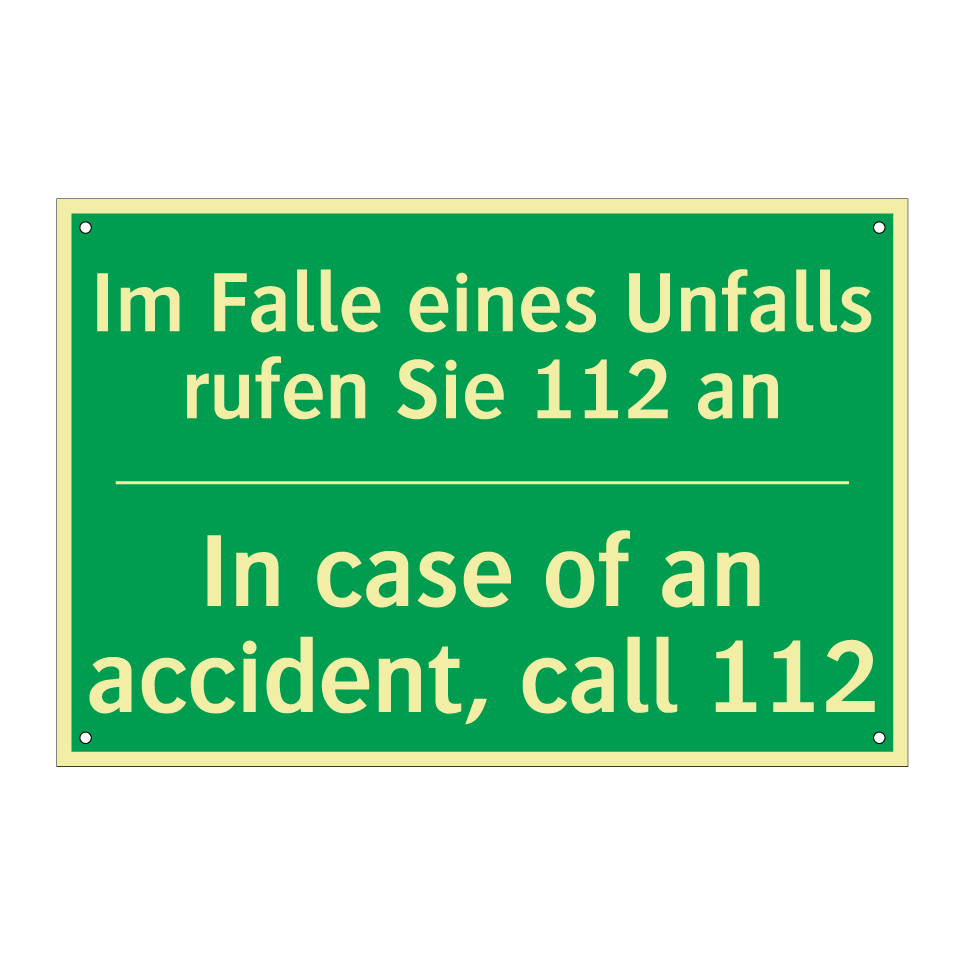 Im Falle eines Unfalls rufen Sie /.../ - In case of an accident, call 112 /.../