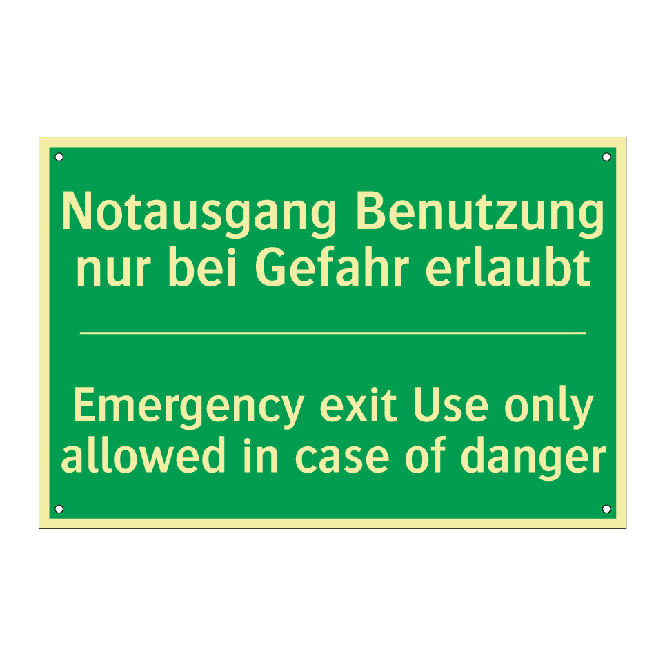 Notausgang Benutzung nur bei Gefahr /.../ - Emergency exit Use only allowed /.../