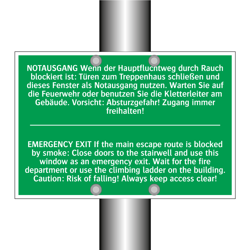 NOTAUSGANG Wenn der Hauptfluchtweg /.../ - EMERGENCY EXIT If the main escape /.../