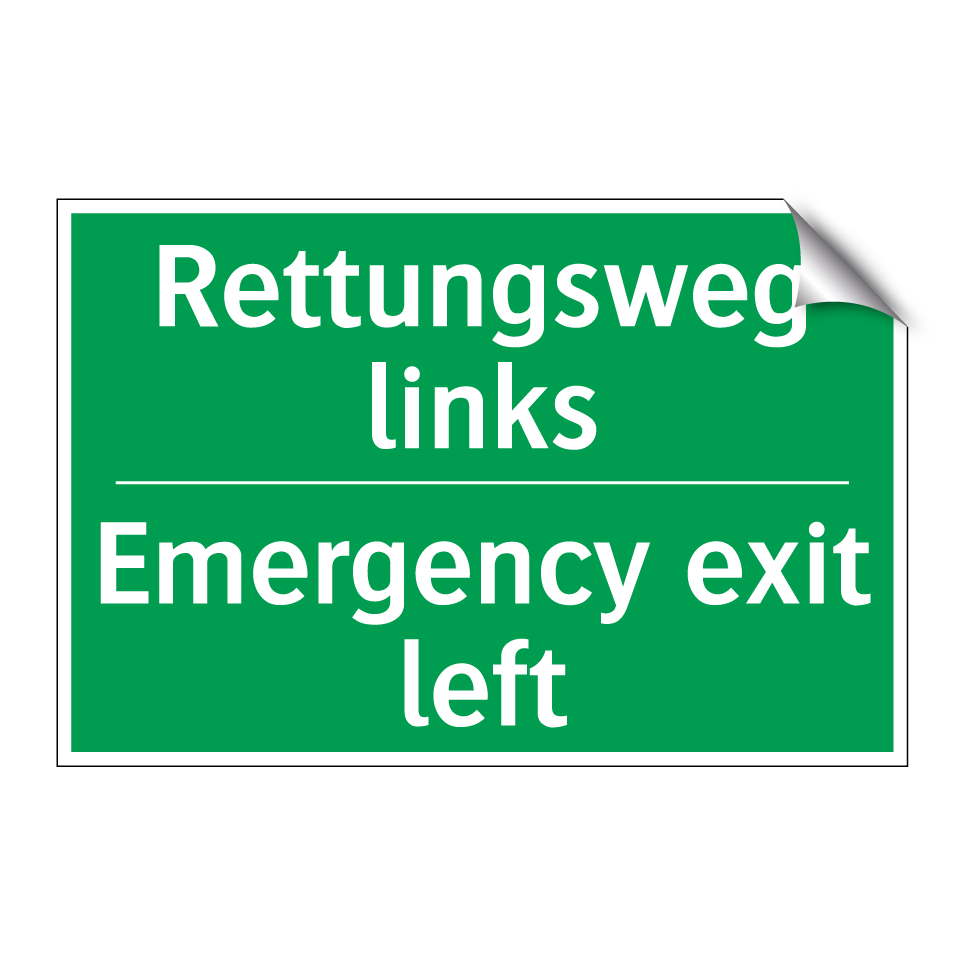 Rettungsweg links - Emergency exit left